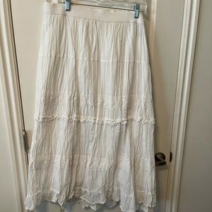 Lane Bryant white tiered broomstick skirt